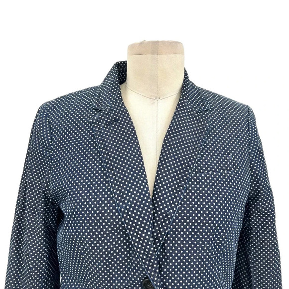J. Crew Indigo Dot Schoolboy Blazer Navy Blue Polka Dot Size 4 - Picture 3 of 9